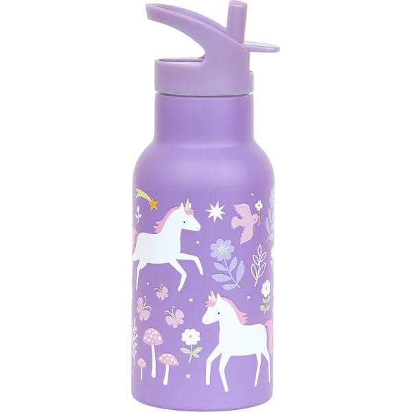 A Little Lovely Company - bouteille en acier inoxydable, 350 ml - licornes et arc-en-ciel