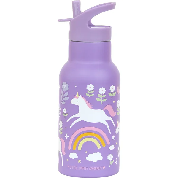 A Little Lovely Company - bouteille en acier inoxydable, 350 ml - licornes et arc-en-ciel