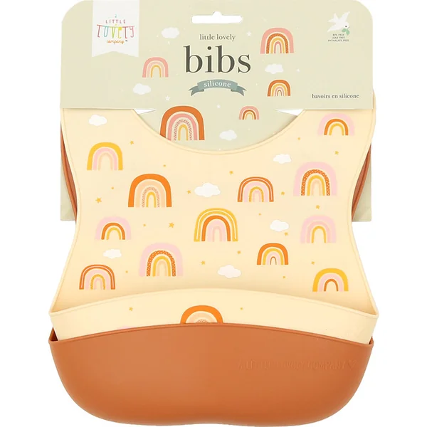 A Little Lovely Company - ensemble de deux bavoirs en silicone - arc-en-ciel