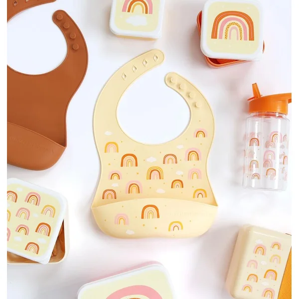 A Little Lovely Company - ensemble de deux bavoirs en silicone - arc-en-ciel