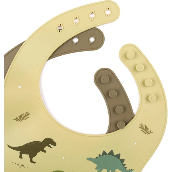 A Little Lovely Company - ensemble de deux bavoirs en silicone - dinosaures