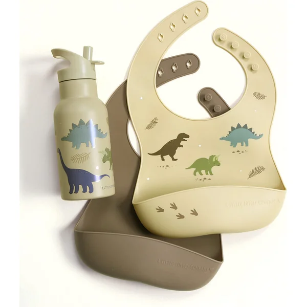 A Little Lovely Company - ensemble de deux bavoirs en silicone - dinosaures