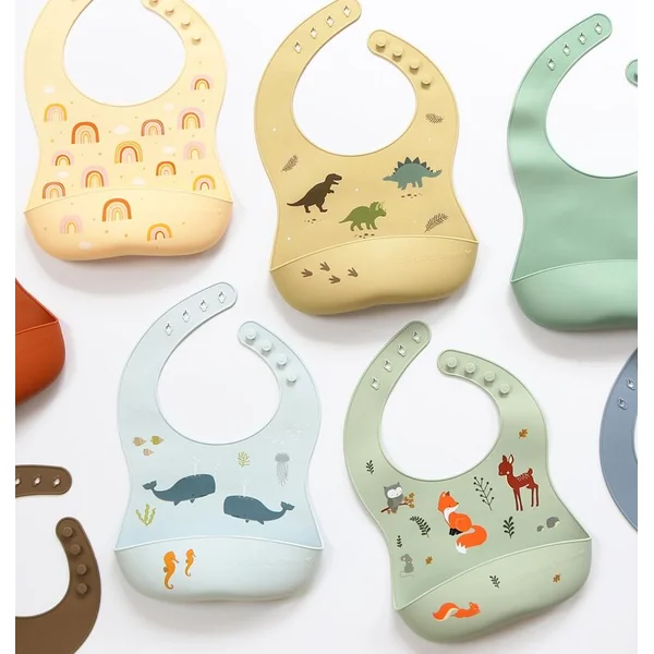 A Little Lovely Company - ensemble de deux bavoirs en silicone - dinosaures