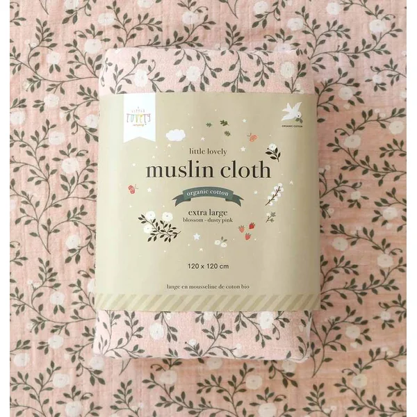 A Little Lovely Company - Serviette en mousseline XL, blossom - rose poussiéreux