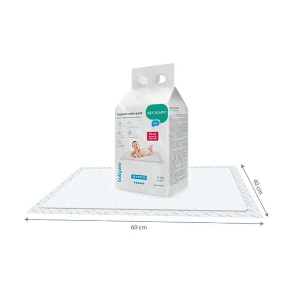 BABYONO Tapis à langer pour bébé 40 x 60 cm, 20pcs + 2pcs gratuits