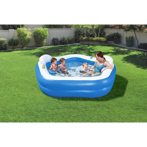 Bestway 54153 Piscine gonflable pour enfants avec accoudoirs et sièges 213cm x 207cm x 69 cm