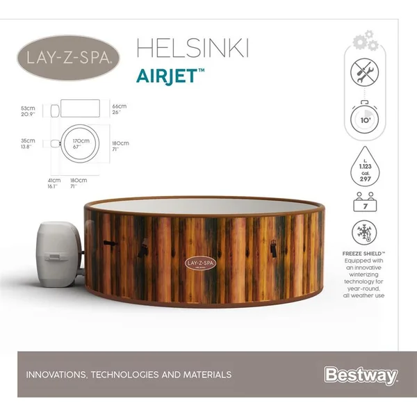 Bestway 60025 Spa gonflable Lay-Z-Spa 180 x 66 cm Helsinki AirJet