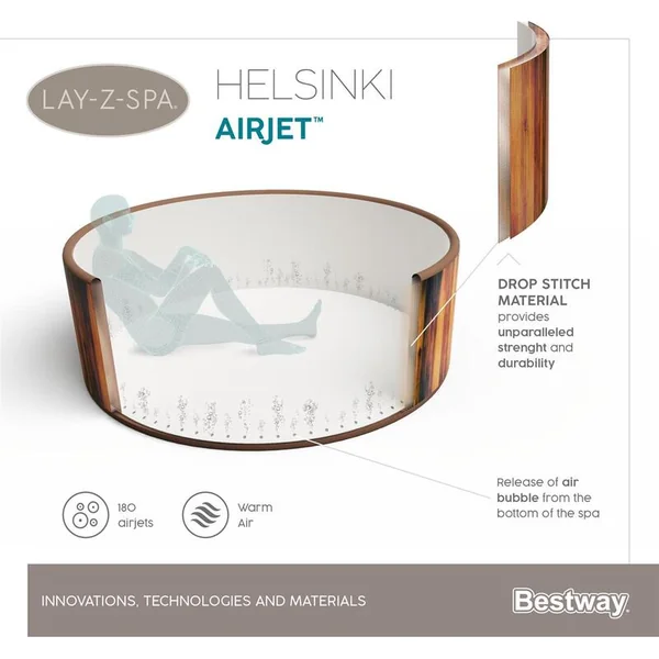 Bestway 60025 Spa gonflable Lay-Z-Spa 180 x 66 cm Helsinki AirJet