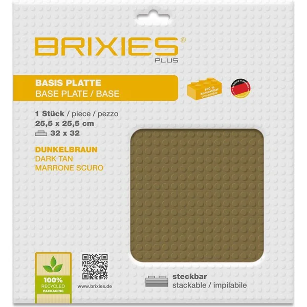 BRIXIES Plus 225.022 Plaque de base pour construction - marron foncé 25,5 x 25,5 cm