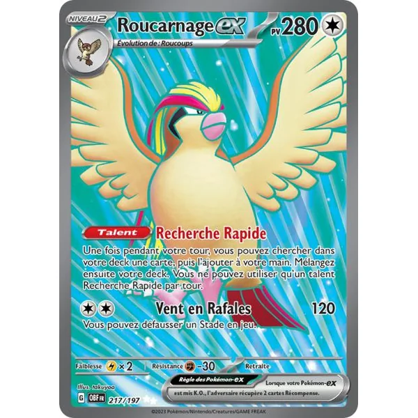 Carte Pokémon Roucarnage ex 217/197 – EV Flammes Obsidiennes