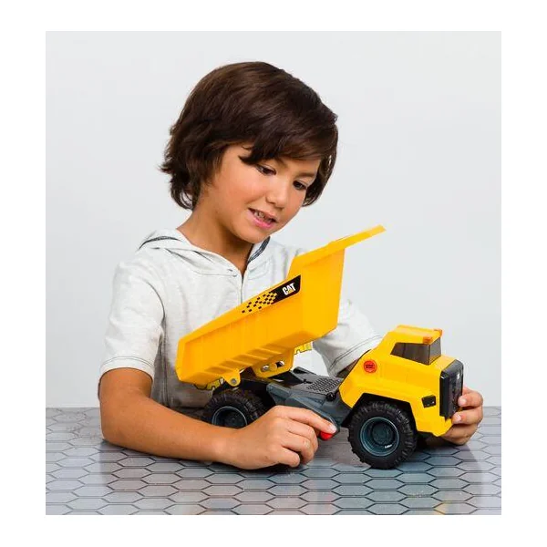 CATERPILAR - POWER HAULERS 2.0 CAMION BENNE PLASTIQUE 30 CM SONS, LUMIERES ET DETECTEUR MOUVEMENT