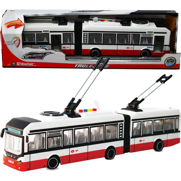 CITY SERVICE CAR - 1:16 Trolleybus articulé - rouge à inertie avec sons