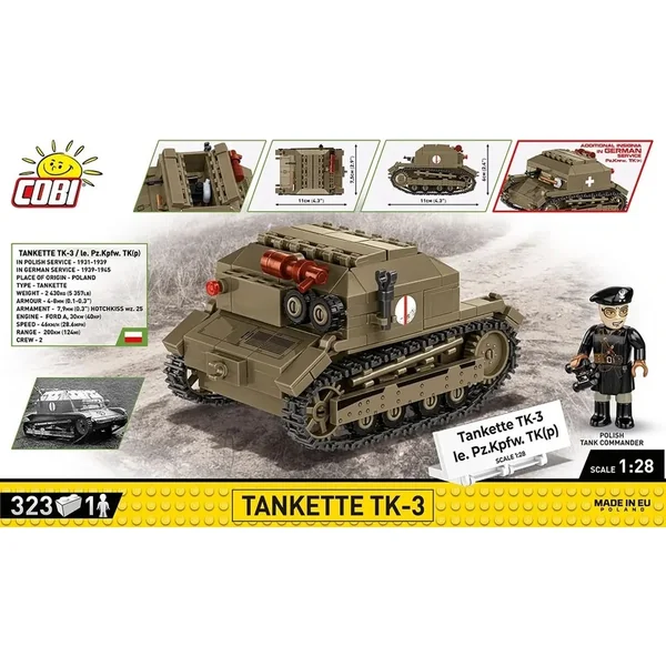 Cobi II WW Tankette TK-3 / le. PzKpfw TK(p), 1:28, 318 k, 1 f