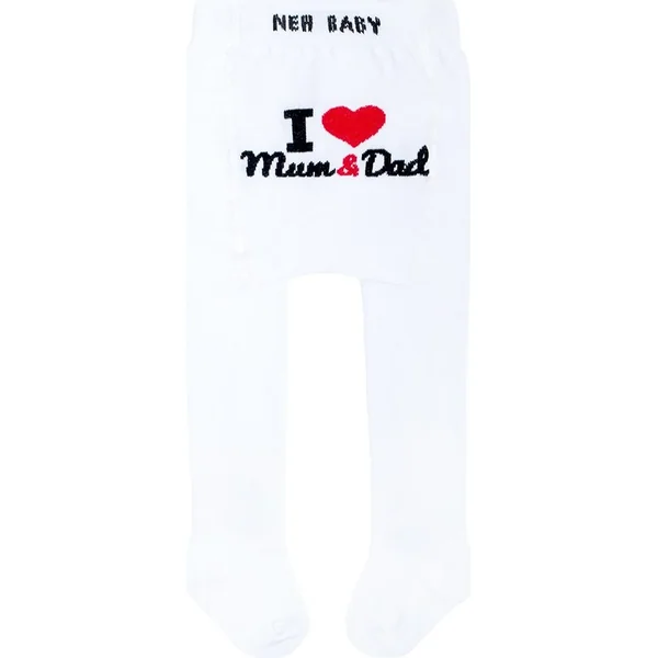 Collants en coton New Baby blancs I Love Mum and Dad 80 (9-12m)