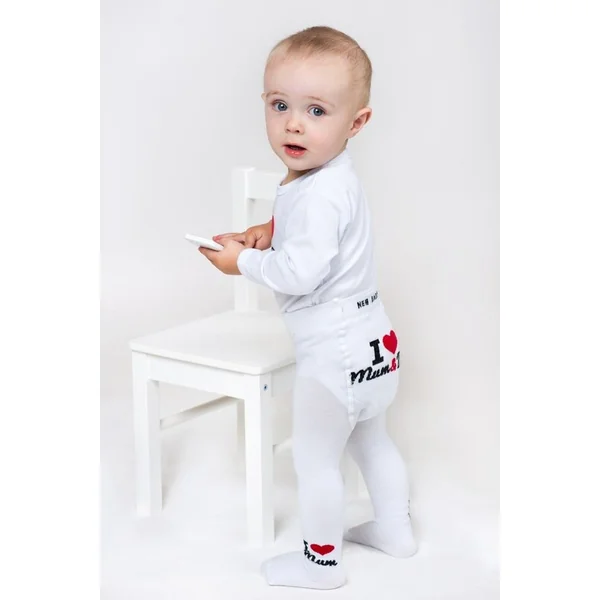 Collants en coton New Baby blancs I Love Mum and Dad 80 (9-12m)