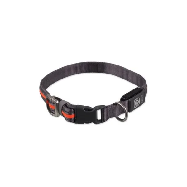 Collier Dog Fantasy USB LED en nylon lumineux M-L orange 2,5x45-65cm