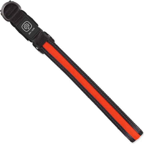 Collier Dog Fantasy USB LED en nylon lumineux M-L orange 2,5x45-65cm
