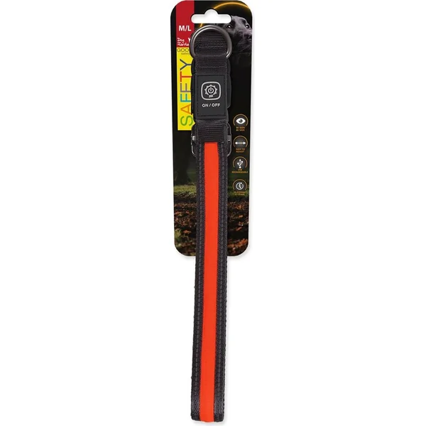 Collier Dog Fantasy USB LED en nylon lumineux M-L orange 2,5x45-65cm