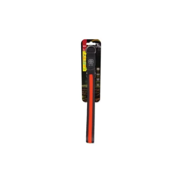 Collier Dog Fantasy USB LED en nylon lumineux M-L orange 2,5x45-65cm