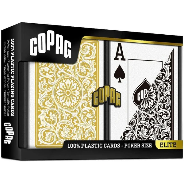 COPAG CARTE POKER PLASTIQUE - JUMBO INDEX - BOITE + 2 JEUX - NOIR/DORE