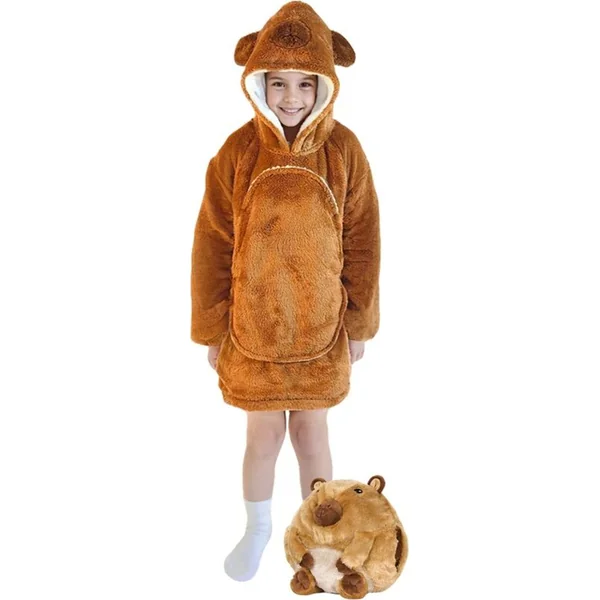 Cozy Noxxiez CH307 Capybara - couverture à capuche télévisée chauffante pour enfants 3 - 6 ans