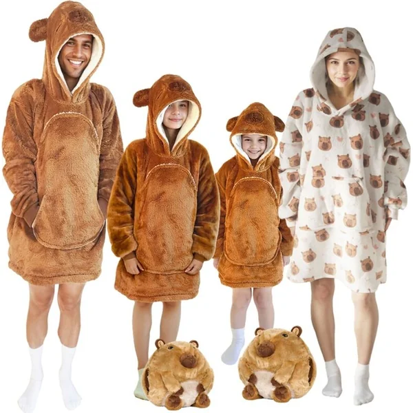 Cozy Noxxiez CH307 Capybara - couverture à capuche télévisée chauffante pour enfants 3 - 6 ans