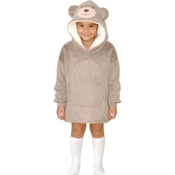 Cozy Noxxiez CH308 Ours - couverture à capuche télévisée chauffante pour enfants de 3 à 6 ans