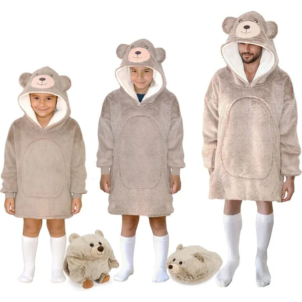 Cozy Noxxiez CH308 Ours - couverture à capuche télévisée chauffante pour enfants de 3 à 6 ans