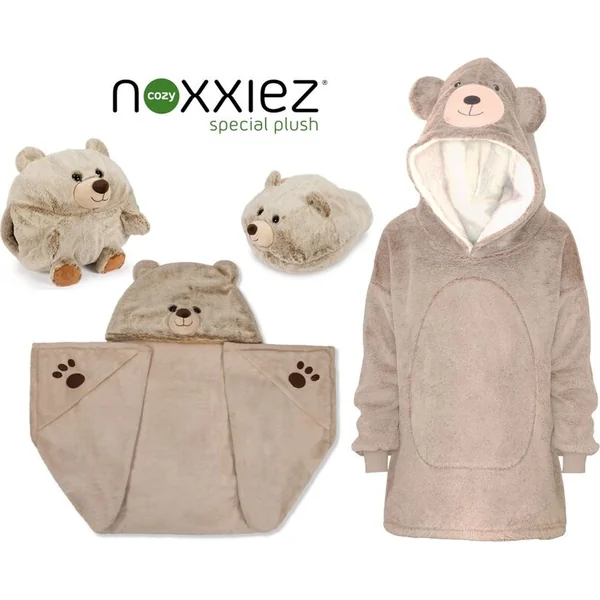 Cozy Noxxiez CH308 Ours - couverture à capuche télévisée chauffante pour enfants de 3 à 6 ans