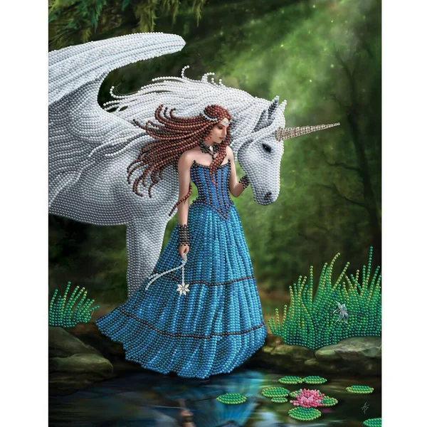 CRYSTAL ART POSTER A DIAMANTER 35X45CM ANNE STOKES LICORNE E