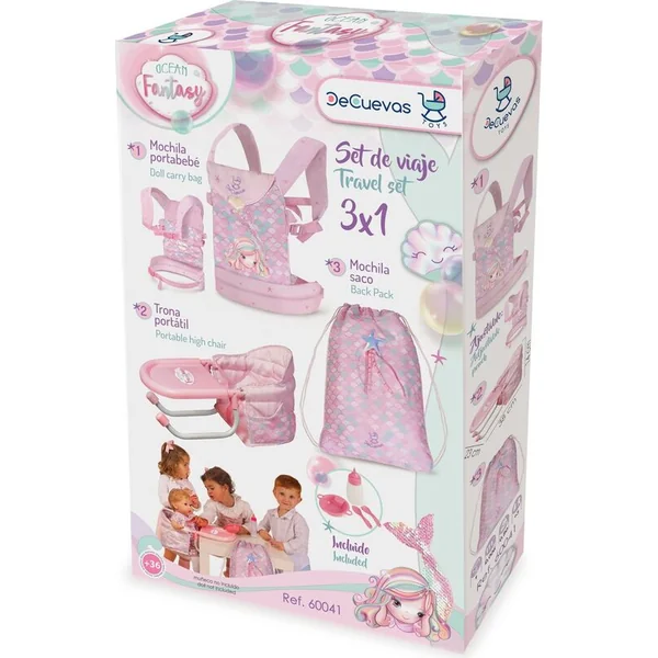 DeCuevas 60041 Ensemble de voyage pour poupées 3 en 1 Ocean Fantasy 2021