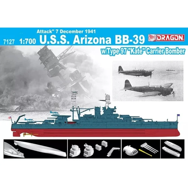 Dragon USS Arizona BB-39 + INJ Type 97 Kate Carrier Bomber 1/700 - 7127