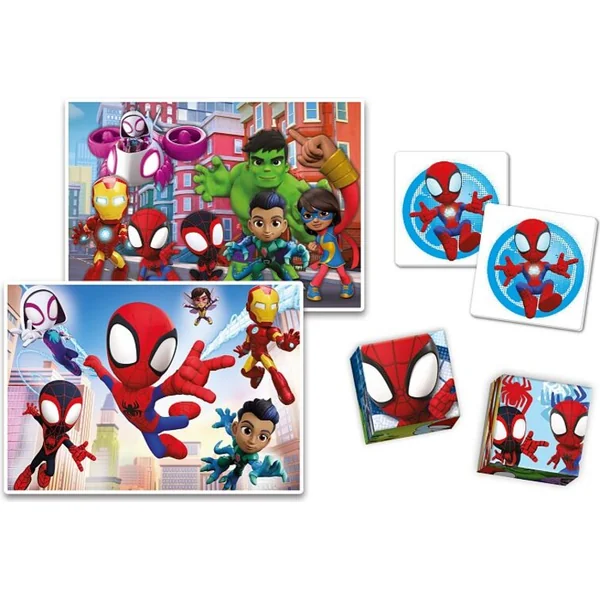EDUkit - Spidey et ses amis extraordinaires 4 en 1 (mémo, 48 + 30 puzzle, 6 cubes)