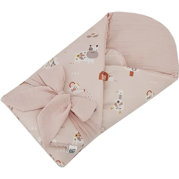 EKO Couverture en mousseline avec insert amovible en noix de coco My farm Muselin Powder pink 75
