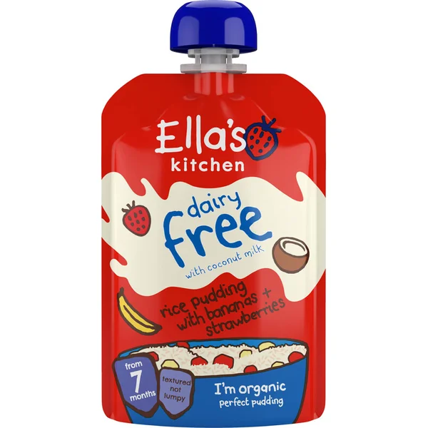Ella's Kitchen BIO Riz au lait sans lait avec bananes et fraises (80 g)