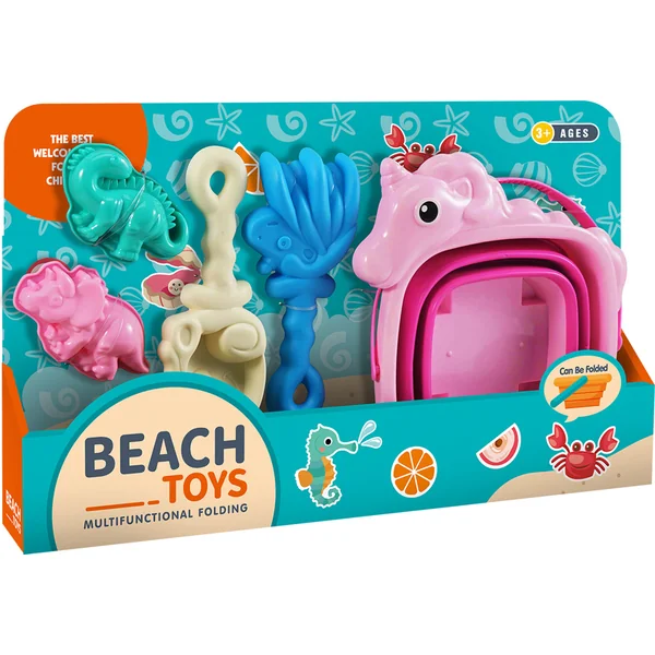 Ensemble de sable - Seau pliable Licorne avec accessoires 5 pcs