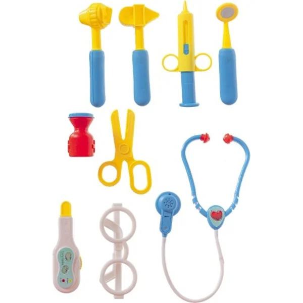 Ensemble docteur/médecin en plastique avec stéthoscope à piles dans une valise en plastique à roulet