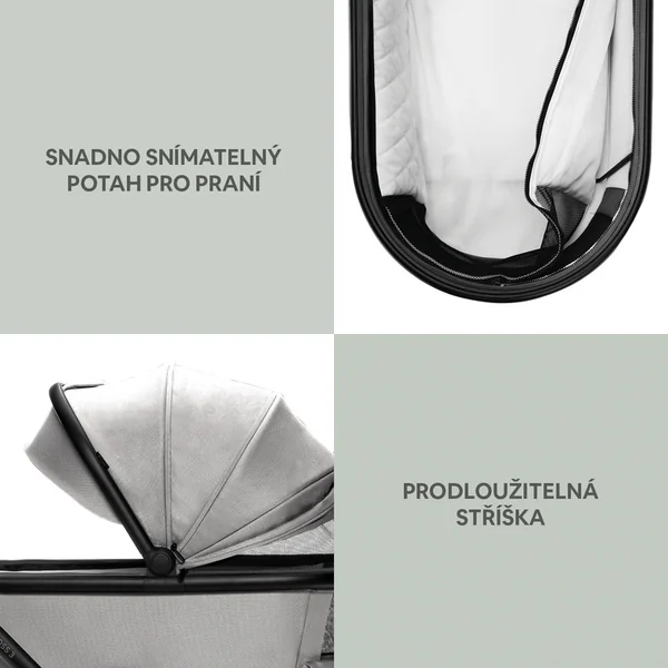 Ensemble Poussette Sportive Move Cross 3 + nacelle XL 3 + adaptateurs, Boss Grey