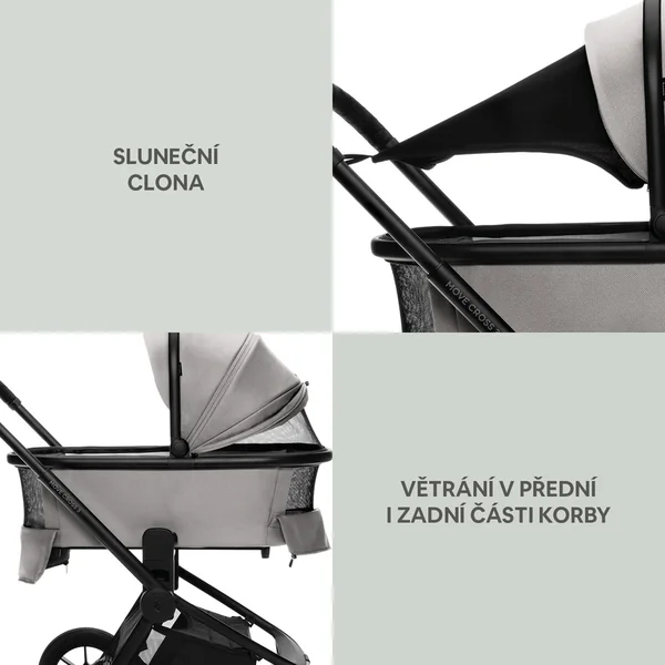 Ensemble Poussette Sportive Move Cross 3 + nacelle XL 3 + adaptateurs, Boss Grey