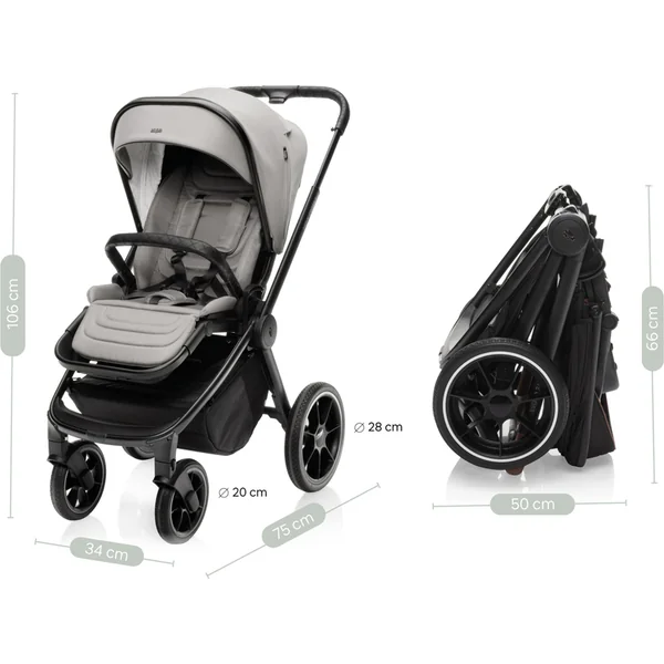 Ensemble Poussette Sportive Move Cross 3 + nacelle XL 3 + adaptateurs, Boss Grey