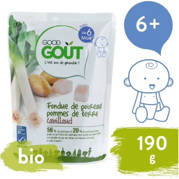 GOOD GOUT BIO Poireaux avec pommes de terre et cabillaud 190 g