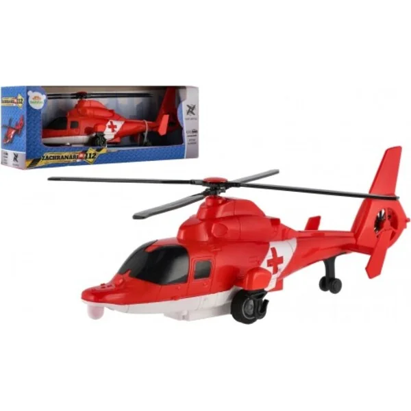 Hélicoptère de secours en plastique 22 cm à remonter en arrière