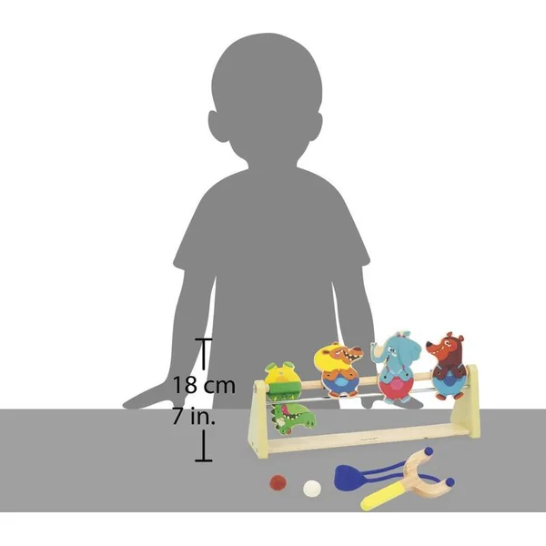 Janod Applepop Jeu de table en bois pour enfants Tir à la fronde
