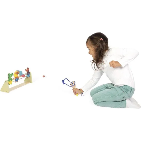 Janod Applepop Jeu de table en bois pour enfants Tir à la fronde