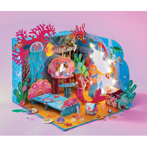Janod Atelier Kit Créatif DIY Fabrique ta propre Chambre 3D de Sirène Océan Magique