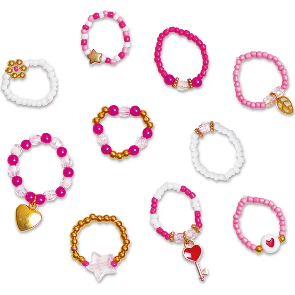 Janod Atelier Kit Créatif Fabrication de Bijoux Bagues Perles 10 pcs