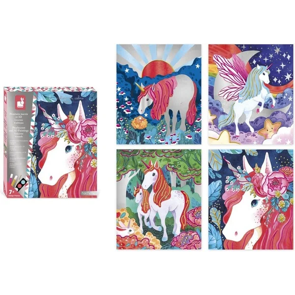 Janod Atelier Set Maxi 3D Peinture Licornes à partir de 7 ans