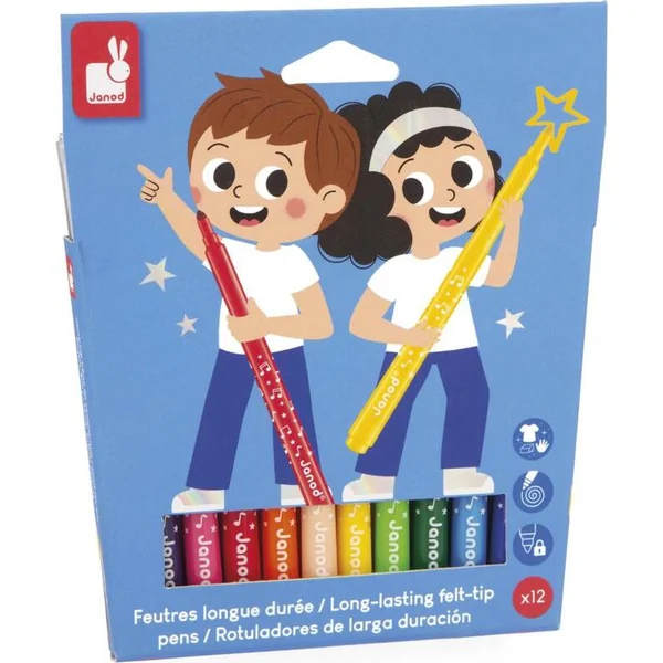 Janod Colorino Feutres pour enfants 12 couleurs
