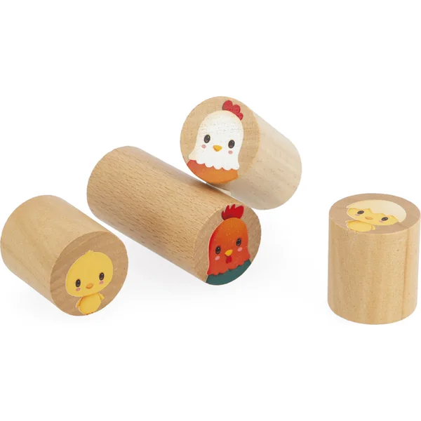 Janod Ferme Ensemble de blocs en bois dans un baril pratique 56 pcs