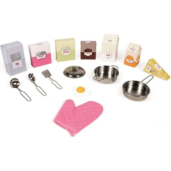 Janod Grande cuisine en bois Macaron rose avec accessoires et sons